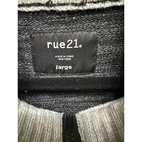 Rue21 Argyle Quarter-Zip Sweater Men’s Large Gray Black White Pullover - Picture 3 of 8